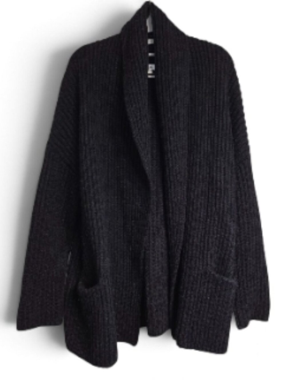 Vince Ribbed Wool Shawl Collar Cardigan Quiet Luxury Wool Alpaca Yak Cashmere